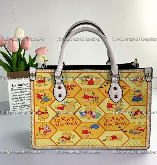 Winnie The Pooh Leather Handbag, Winnie The Pooh Woman Handbag, Vintage Shoulder Bag, Crossbody Bag, Top Handle Bag