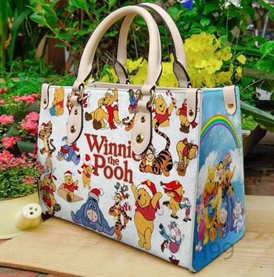 Winnie The Pooh Leather Handbag, Winnie The Pooh Woman Handbag, Shoulder Bag, Crossbody Bag, Vintage Top Handle Bag