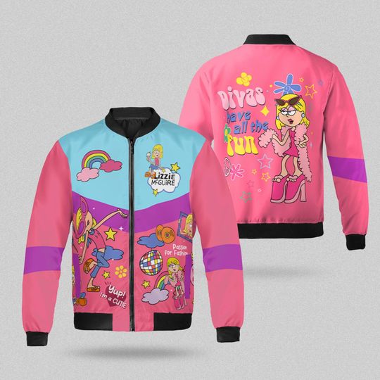 Lizzie Mcguire Divas Have All The Fun Bomber Jacket, Lizzie Mcguire Streetwear, Disney Girl Matching, Gift For Girl, Disneyland Girl Trip