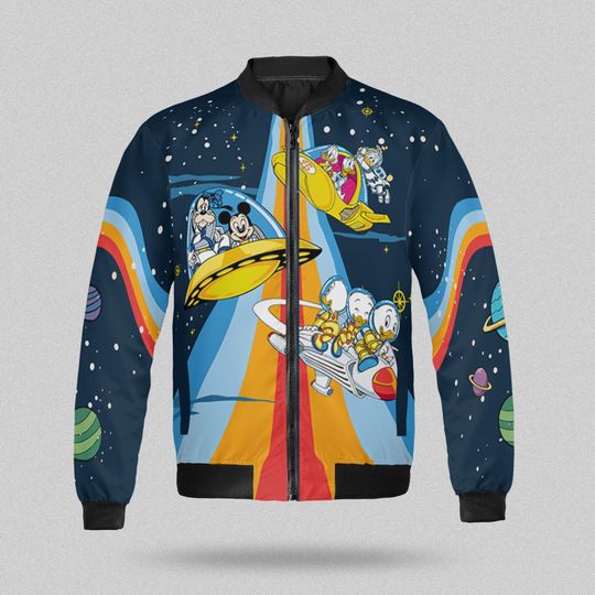 Space Astronauts Vintage 90's Bomber Jacket, Space Mountain Tomorrowland Streetwear, Mickey And Friends Jacket, Disneyland Trip Outfit