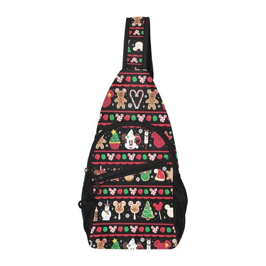 Christmas Disney Treats Pattern  - Disney Trip Bag - Disney Bounding - Sling Pack - Crossbody Bag - Disney Chest Bag - Holiday