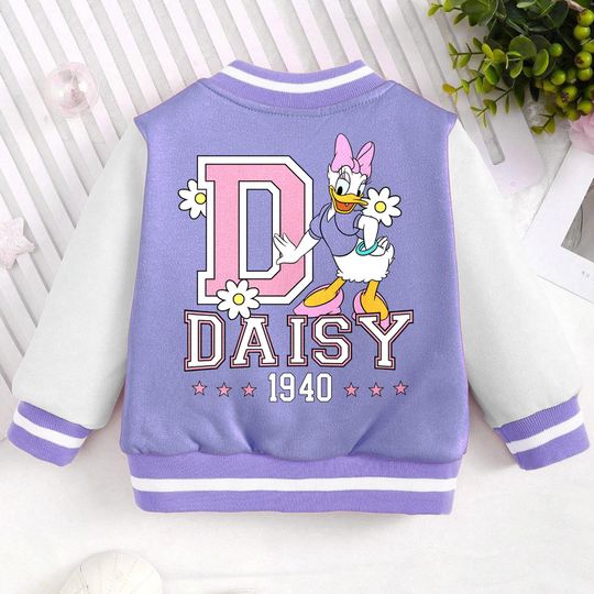 Daisy Duck 1940 Classic Kids and Youth Baseball Jacket, Aldult Unisex Varsity Baseball Jacket