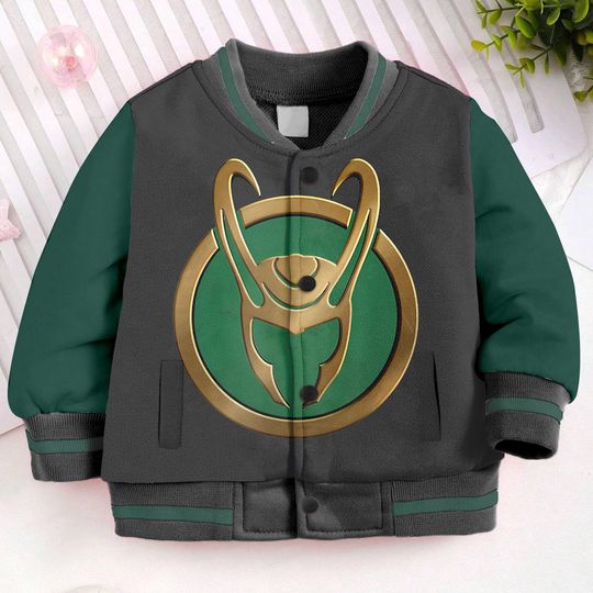 Loki Helmet Classic Kids and Youth Baseball Jacket, Aldult Unisex Varsity Baseball Jacket