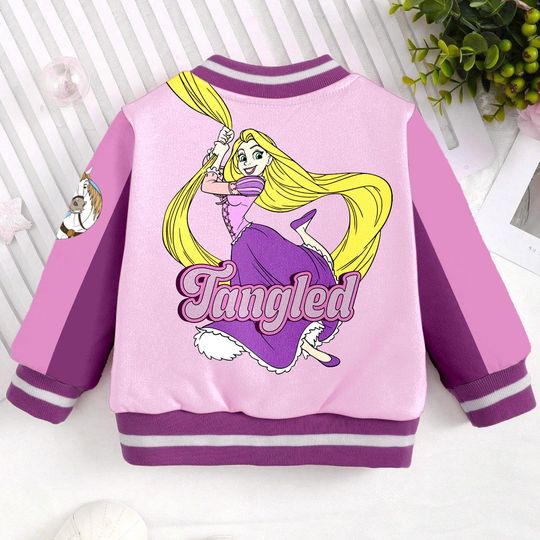 Rapunzel Tangled Kids and Youth Baseball Jacket, Aldult Unisex Varsity Baseball Jacket