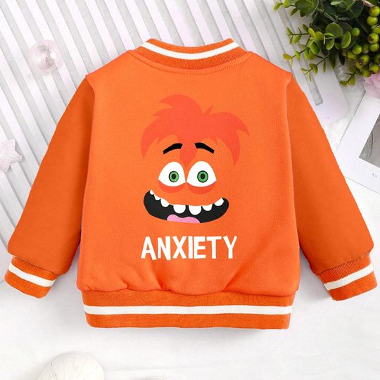 Anxiety Inside Out Kids and Youth Baseball Jacket, Aldult Unisex Varsity Baseball Jacket