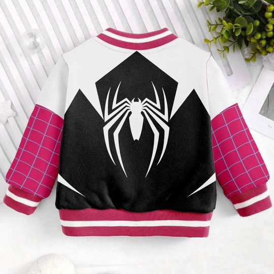 Gwen Stacy Spider-man Costume Kids and Youth Baseball Jacket, Aldult Unisex Varsity Baseball Jacket
