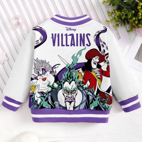 Villains Hades Ursula Captain Hook Kids and Youth Baseball Jacket, Aldult Unisex Varsity Baseball Jacket