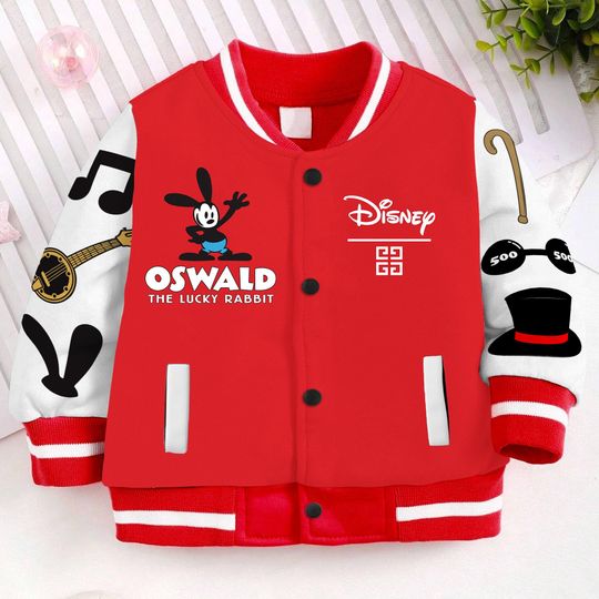 Oswald The Lucky Rabbit Kids and Youth Baseball Jacket, Aldult Unisex Varsity Baseball Jacket
