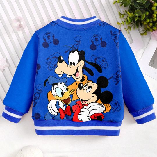 Discover Mickey Friends Donald Goofy Classic Kids and Youth Baseball Jacket, Aldult Unisex Varsity Baseball Jacket