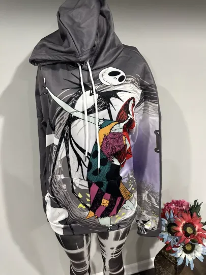 The Nightmare Before Christmas hoodie Large womens Jack Sally 3d Sweatshirt new