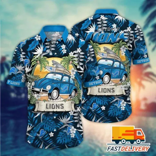Discover Detroit Lions Surf Wagon Hawaiian Shirt