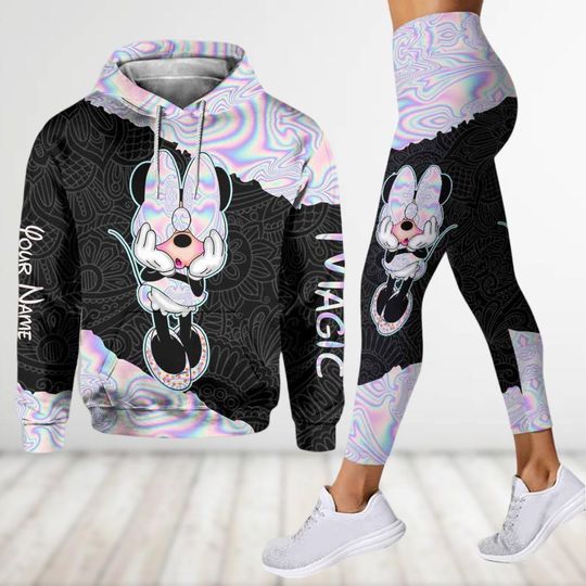 Custom Minnie Mouse Hoodie, Minnie Leggings, Disney Shirts For Women, Mickey Hoodies And Yoga Pants, Cartoon Movie Outfit For Lovers