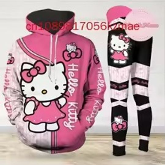Personalized Hello Kitty 3D Women's Hoodie Leggings Set