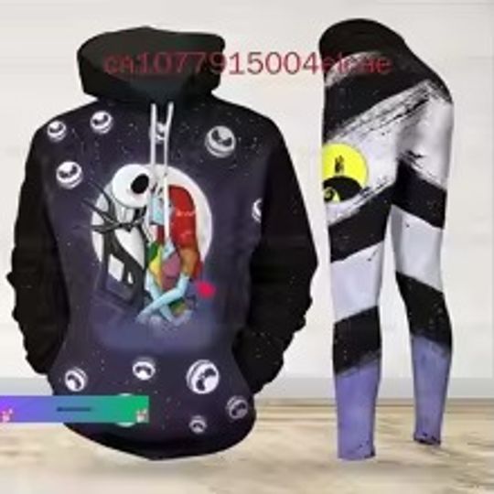 Disney Jack And Sally Women's Hoodie Leggings Set