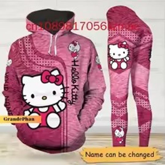 Personalized Hello Kitty 3D Women's Hoodie Leggings Set