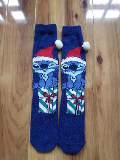 Disney Stitch Cozy Socks Long Primark Navy Blue Santa Stitch Christmas UK/IRL 4-6.5 EUR 37-40 US 4.5-7
