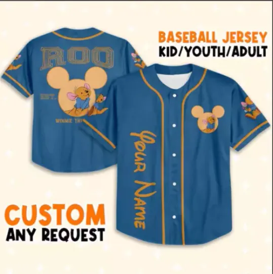 Personalize Winnie The Pooh 3D Baseball Jersey Shirt
