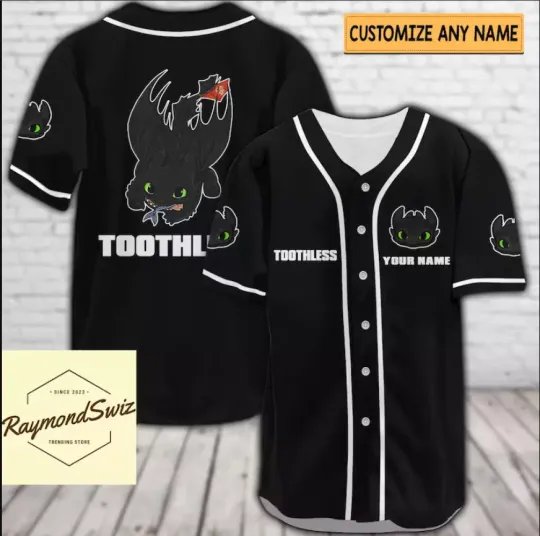 Halloween Toothless Black 3D Baseball Jersey Shirt