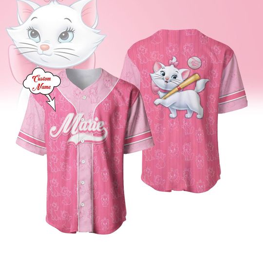 Marie Cat Baseball Jersey, The Aristocats Baseball Jersey, Disney Cat Baseball Jersey, Cute Cartoon Baseball Jersey