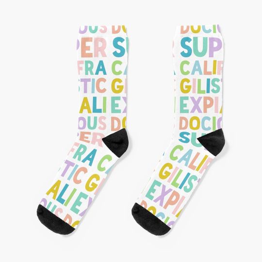 Supercalifragilisticexpialidocious - Colorful stack by Kelly Design Company Socks