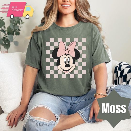 Disney Checkered Shirt,Retro Minnie Shirt, Minnie Mouse Shirt, Checkered Disney shirt, Disney Girl Trip Shirt, Vintage Disney