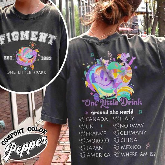 Two Sided Disney Figment Shirt, Epcot Drink Around the World Shirt, Epcot Food and Wine Shirt, One Little Spark Shirt, Disneyland Trip Shirt
