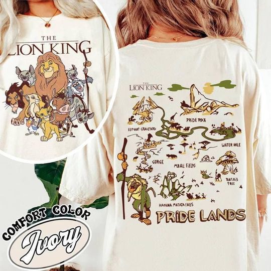 Retro Two Sided Disney Lion King Shirt, Lion King Pride Lands Map Shirt, Animal Kingdom Shirts, Hakuna Matata Shirt, Disney Trip 2025 Shirt