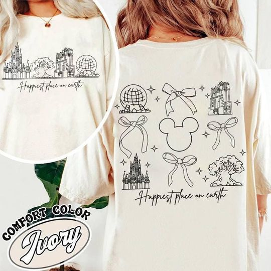Two Sided Disneyland Happiest Place On Earth Shirt, Magic Kingdom Shirt, Disneyworld Shirt, Disneyland Trip Shirt, Comfort Colors Shirt