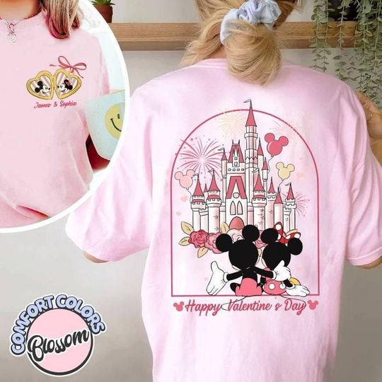Two-Sided Disney Couple Shirt, Disney Valentine Shirt, Minnie and Mickey Locket Shirt, Magic Kingdom Valentines Shirt, Disneyland Vacation