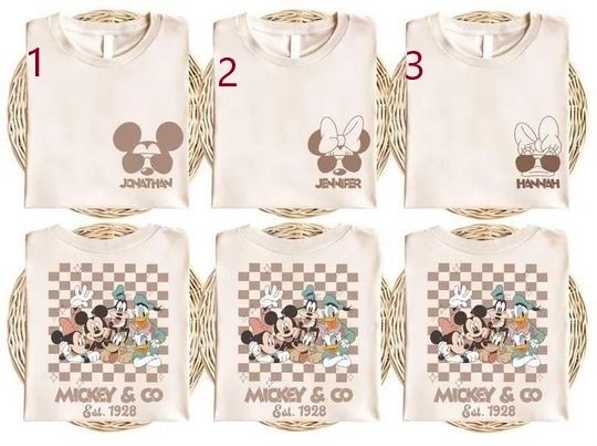 Retro Two Sided Mickey and Friends Shirt, Disney Checkered Shirt, Mickey and Co Shirt, Disney Family Trip Shirt, Disneyland Trip 2025 Shirt