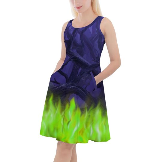 Forest of Thorns Maleficent Villains Inspired - Disney Inspired Skater Dress With Pockets