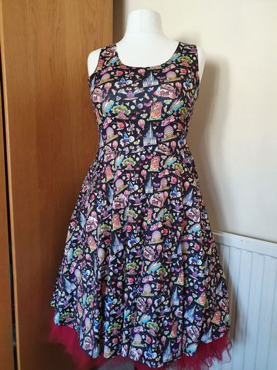 Landmarks and rides Disney parks inspired print skater dress