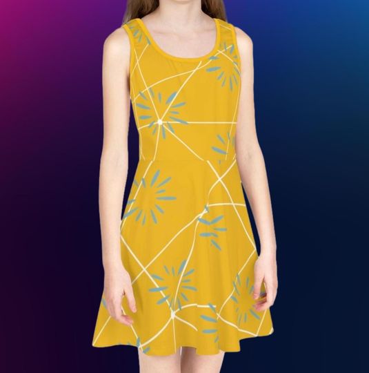 Joy inside out bounding, joy girls dress, joy girls dress, Girls Disney bounding dress, Girls' Sleeveless Sundress (AOP)