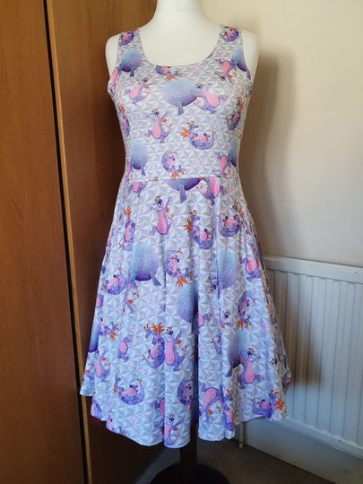 Figment Epcot Spaceship Earth Disney parks inspired print skater dress