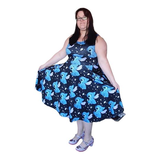 Stitch inspired cute print skater dress- Sizes S- 3XL