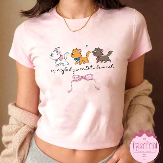 Disney The Aristocats Crop Top Crop Top, Bonjour since 1970 Crop Top, Everybody Wants To Be A Cat Crop Top
