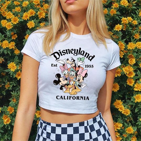 Retro Disneyland California Crop Top, Disneyland Est 1955 Crop Top, Disney Mickey And Friends Crop Top