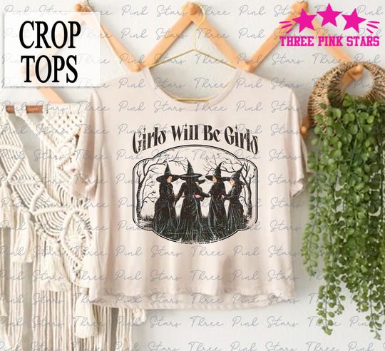 Girls Will Be Girls Witch Crop Top, Witch Vintage Crop Top, Vintage Halloween Crop Top, Disney Crop Top