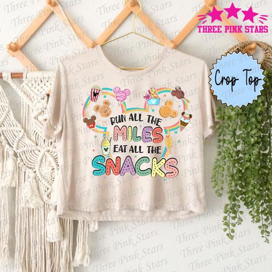 Run All The Miles Eat All The Snacks Crop Top, Epcot Snacks Running Crop Top, Magic Kingdom Runner Crop Top