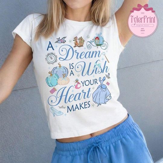 Discover Coquette Bow A Dream Is A Wish Your Makes Disney Princess Cinde Crop Top, Disney Girl Trip Crop Top