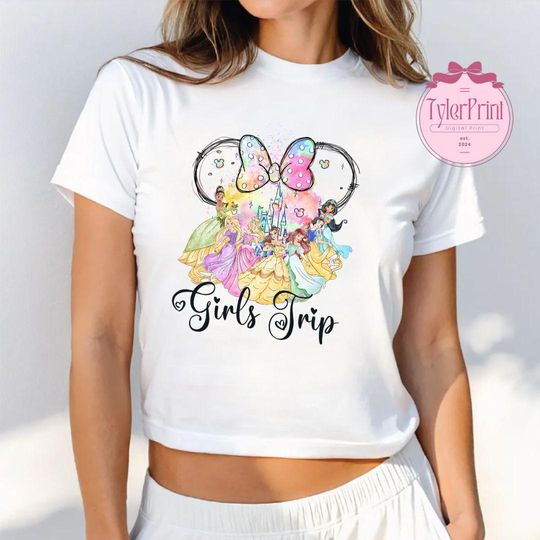 Disney Princess Crop Top, Retro Disney Princess Crop Top, Watercolor Princess Crop Top, Disney Girls Trip Crop Top