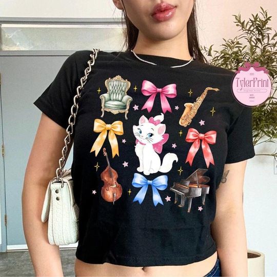 Coquette Bow Disney The Aristocats Crop Top, Marie Cat Birthday Girl Crop Top, Toulouse Berlioz Disney Girl Trip Crop Top
