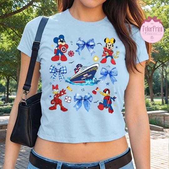 Coquette Bows Mickey and Friends Crop Top, Disney Cruise Crop Top, Disney Girl Trip Crop Top