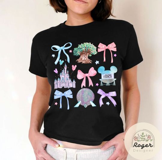 Coquette bows Disney World Magic Kingdom Epcot Animal Kingdom Hollywood Studios Crop Top, Disney castle Crop Top