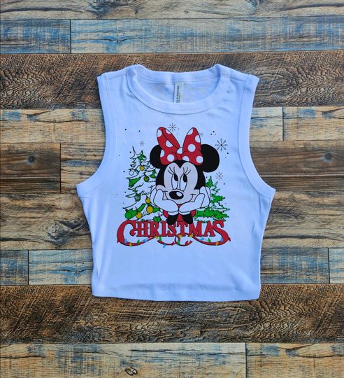 Minnie Christmas Crop Tank Top, Disney Mickey Crop Tank Top, Happy Merry Crop Tank Top, Very Merry Christmas Crop Tank Top