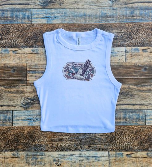 Camo Duck Crop Tank Top, Hunter Crop Tank Top, Army Camo Crop Tank Top, Duck girls Crop Tank Top