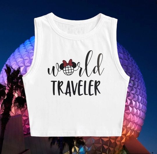 World Traveler Crop Tank Top, Disney Epcot Crop Tank Top