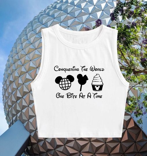 One Bite At A Time Crop Tank Top, Disney Crop Tank Top, Disney Epcot Food Festival Crop Tank Top