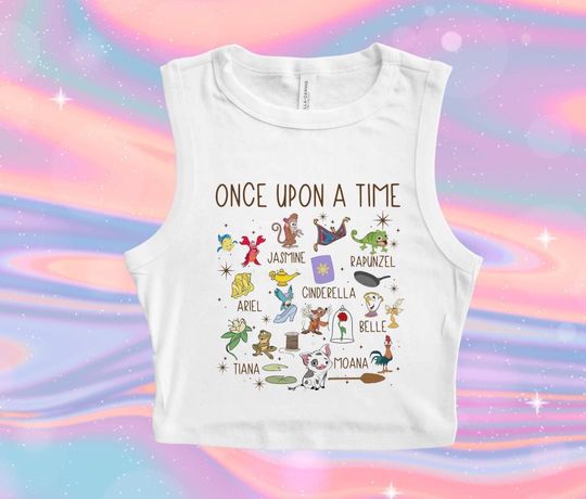 Once Upon a Time Pets Crop Tank Top, Disney Princess Crop Tank Top, Tiana Rapunzel Crop Tank Top