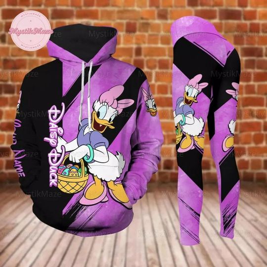 Daisy Duck Easter Day Hoodie And Legging Set, Daisy Duck Hoodie Legging, Disney Hoodie Legging